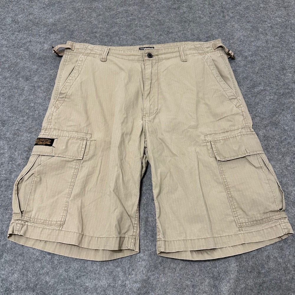 Polo Jeans Co Ralph Lauren Cargo Shorts Men 36 Khaki Military Surplus 12" Inseam